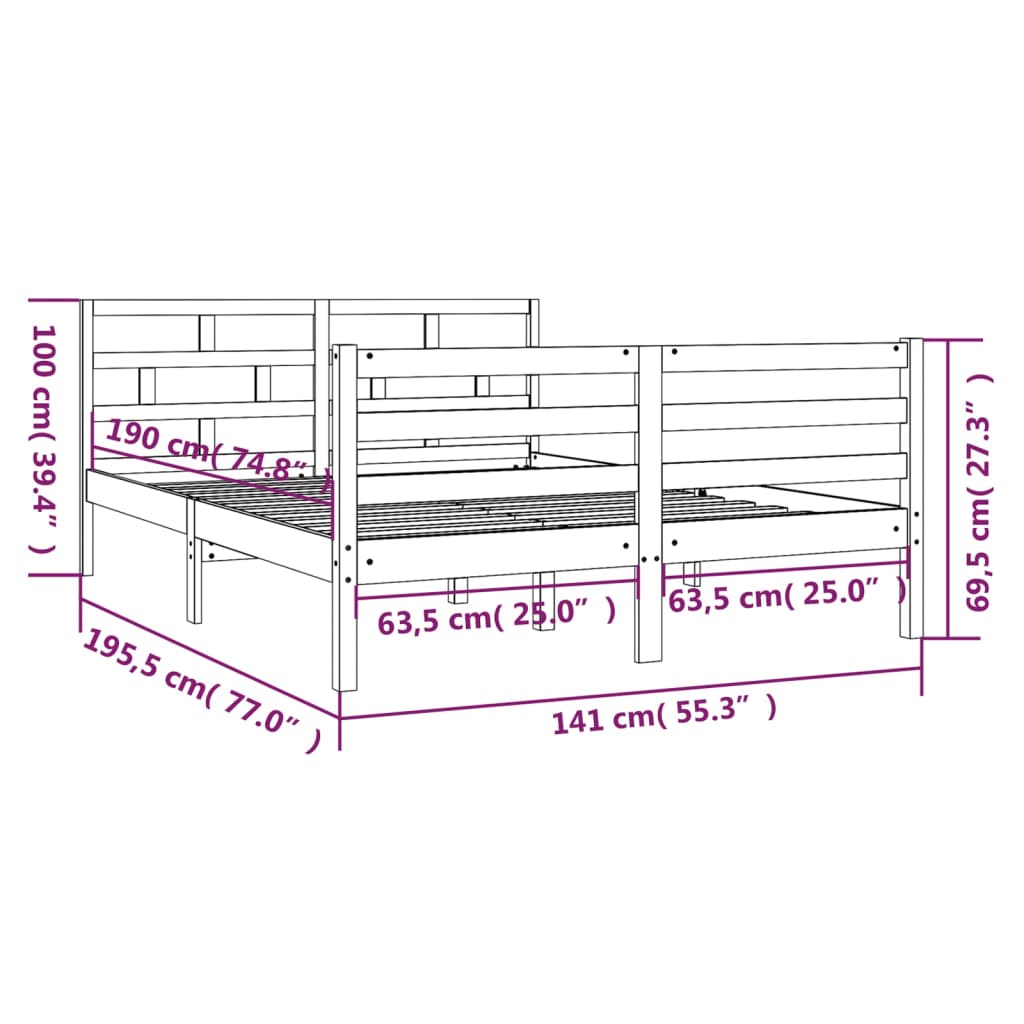 Giroletto in Legno Massello 135x190 cm 4FT6 Double cod mxl 64351