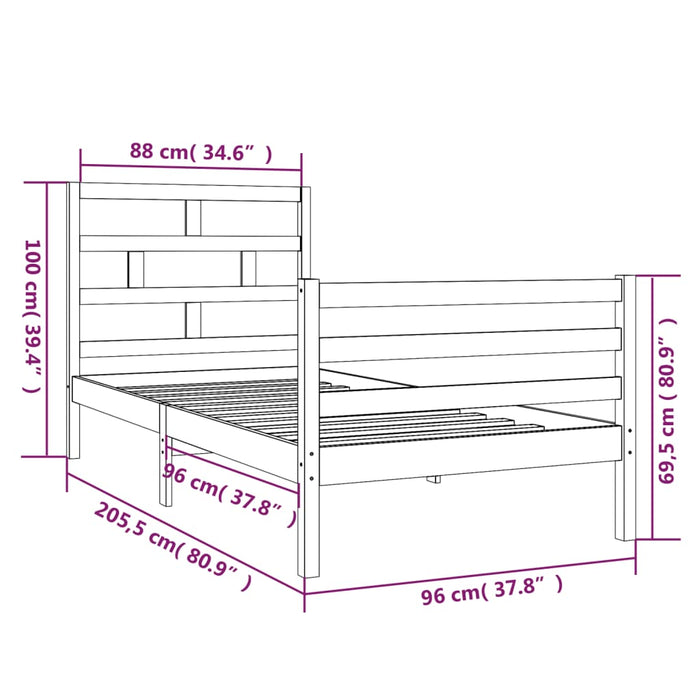 Giroletto Nero in Legno Massello di Pino 90x200 cm cod mxl 41799