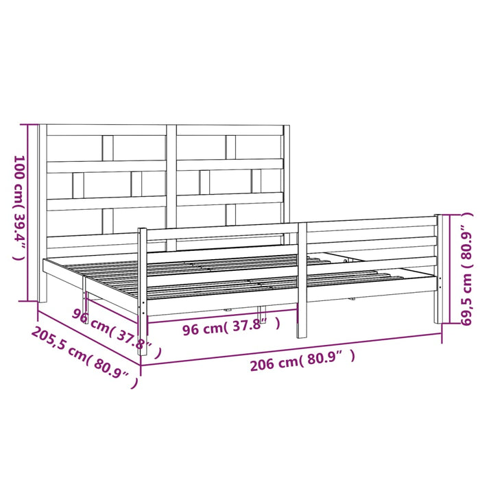 Giroletto Nero in Legno Massello di Pino 200x200 cm 3101307