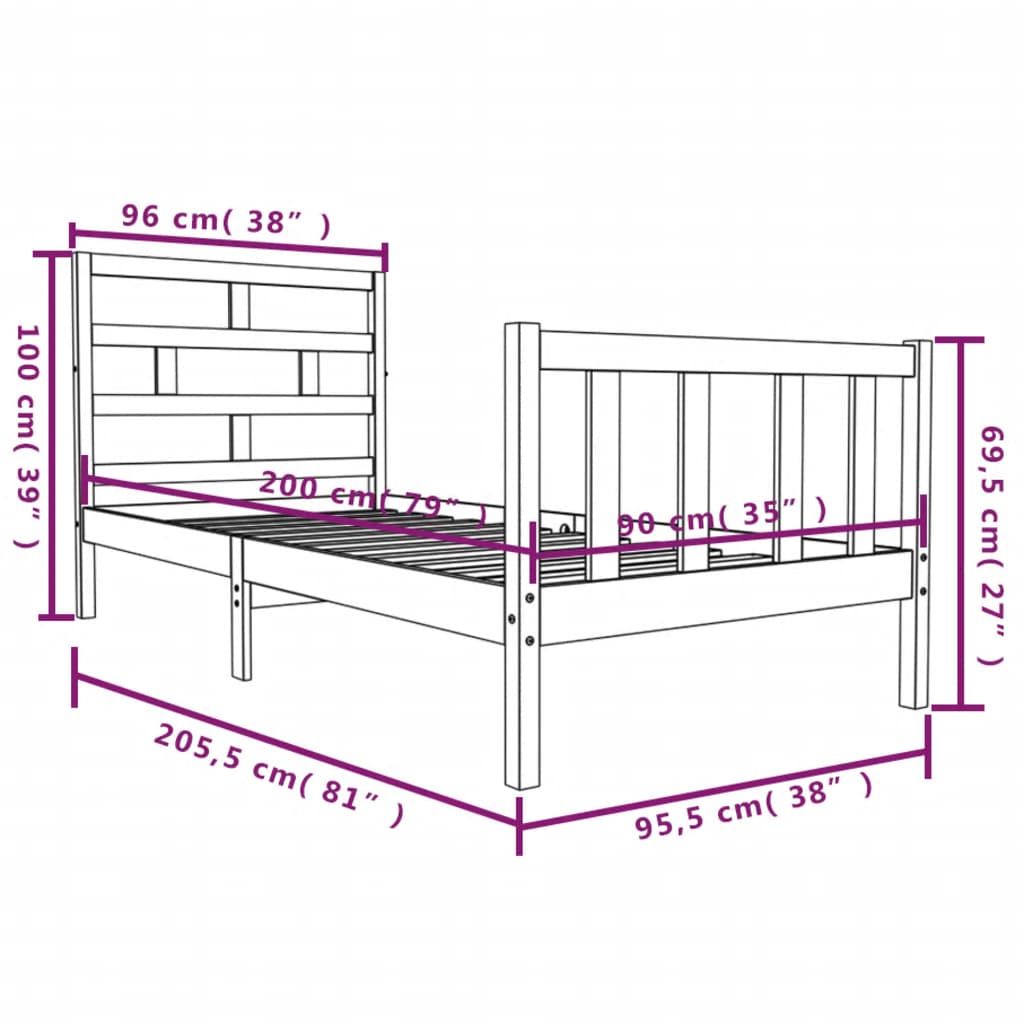 Giroletto in Legno Massello di Pino 90x200 cm cod mxl 65035