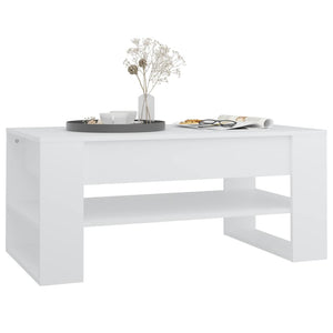 Tavolino da Salotto Bianco 102x55x45 cm Legno Multistrato