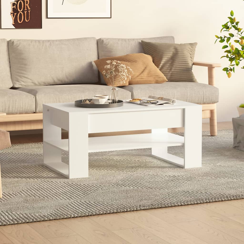 Tavolino da Salotto Bianco 102x55x45 cm Legno Multistrato