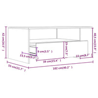 Tavolino da Salotto Bianco 102x55x42 cm Legno Legno Multistrato cod mxl 7628