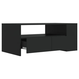 Tavolino da Salotto Nero 102x55x42 cm in Legno Compensato