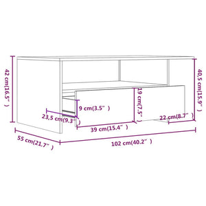 Tavolino da Salotto Nero 102x55x42 cm in Legno Compensato