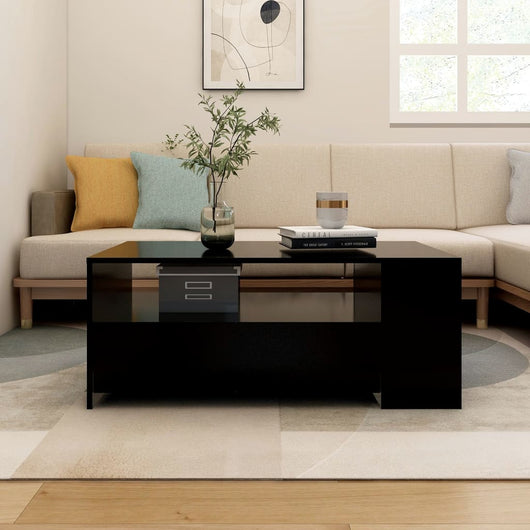 Tavolino da Salotto Nero 102x55x42 cm in Legno Compensato