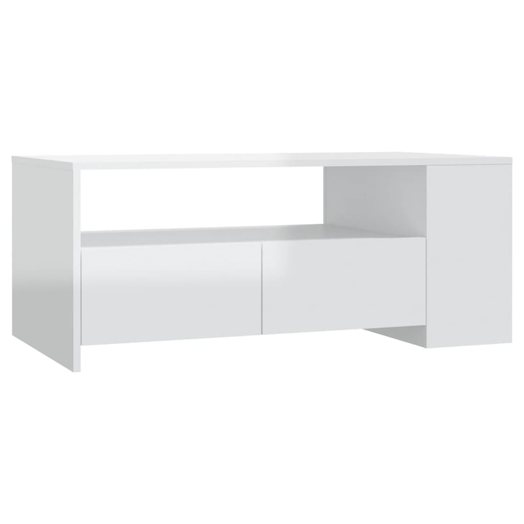 Tavolino da Salotto Bianco Lucido 102x55x42 cm Legno Compensato cod mxl 11889