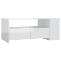 Tavolino da Salotto Bianco Lucido 102x55x42 cm Legno Compensato cod mxl 11889