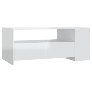 Tavolino da Salotto Bianco Lucido 102x55x42 cm Legno Compensato cod mxl 11889