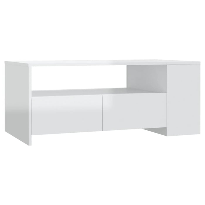 Tavolino da Salotto Bianco Lucido 102x55x42 cm Legno Compensato cod mxl 11889