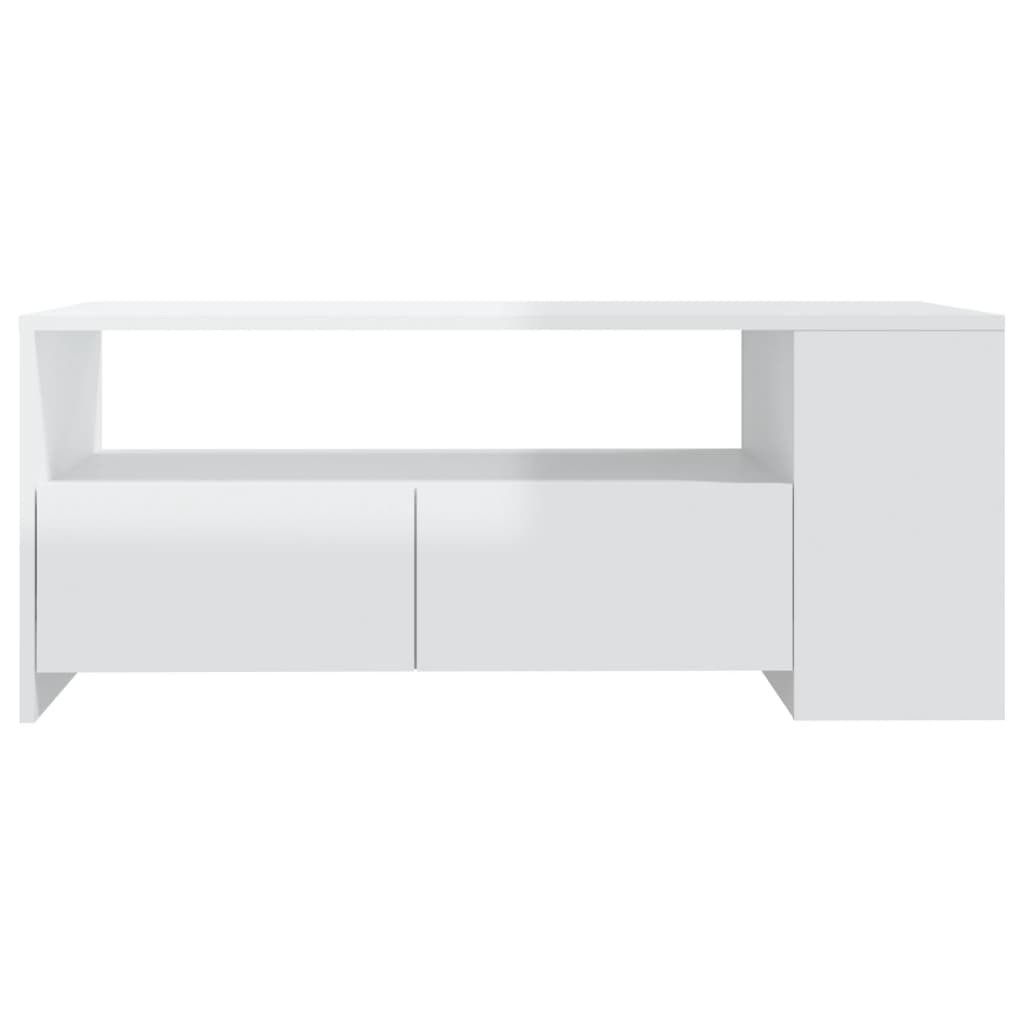 Tavolino da Salotto Bianco Lucido 102x55x42 cm Legno Compensato cod mxl 11889