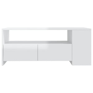 Tavolino da Salotto Bianco Lucido 102x55x42 cm Legno Compensato cod mxl 11889