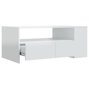 Tavolino da Salotto Bianco Lucido 102x55x42 cm Legno Compensato cod mxl 11889