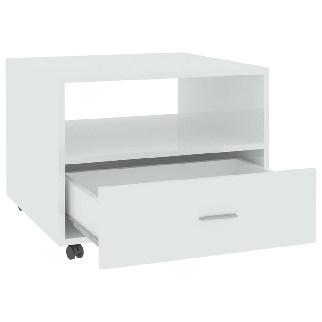 Tavolino da Salotto Bianco Lucido 55x55x40 cm Legno Multistrato 810932