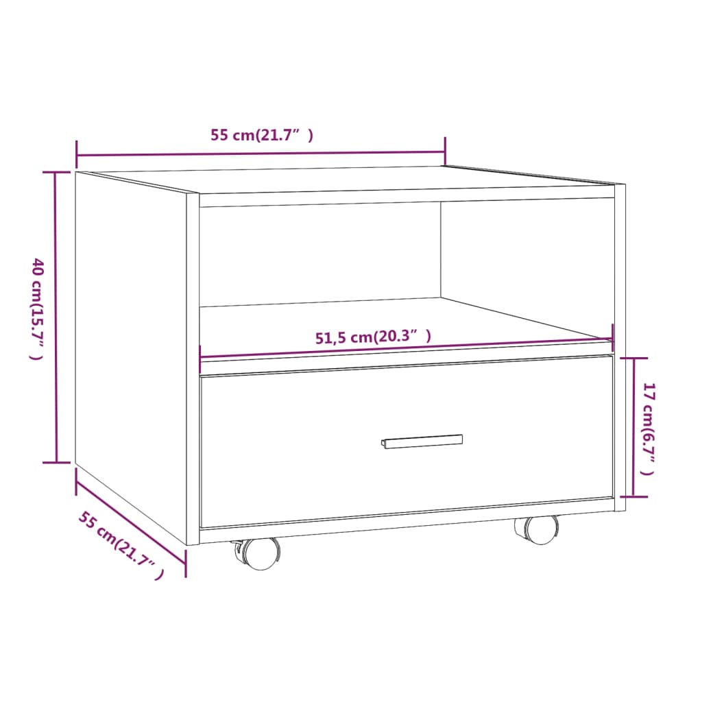 Tavolino da Salotto Bianco Lucido 55x55x40 cm Legno Multistrato 810932