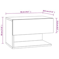 Comodini a Parete 2 pz Neri 810956