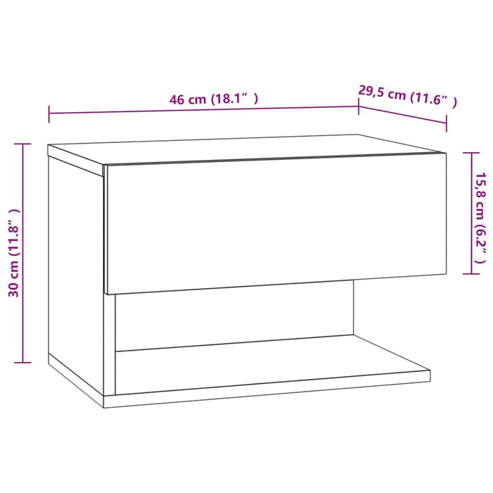 Comodini a Muro 2pz Grigio Cemento in Legno Multistrato cod mxl 30996