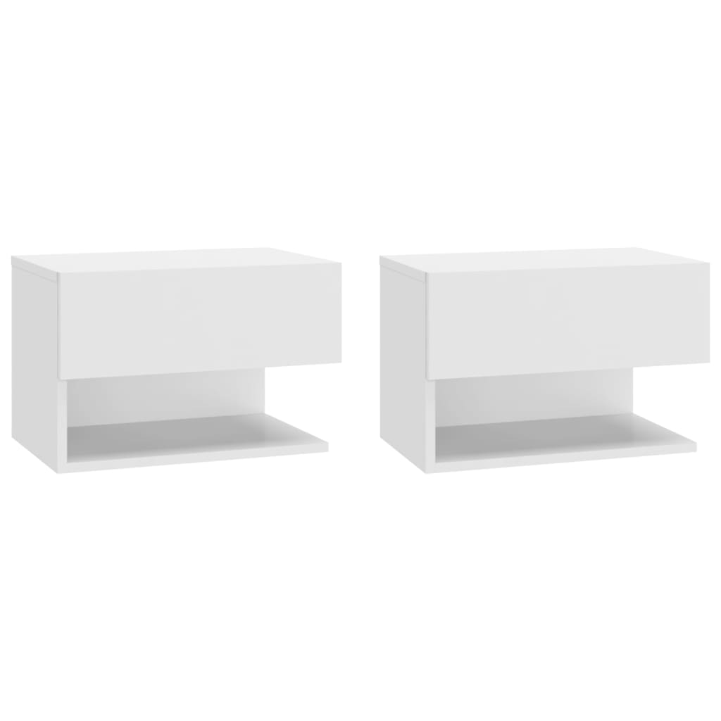 Comodini da Parete 2 pz Bianco Lucido in Legno Multistrato cod mxl 31226