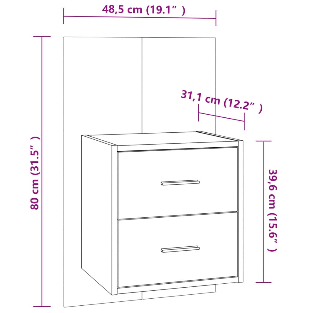 Comodino a Parete Rovere Sonoma cod mxl 30257