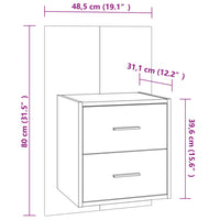 Comodini a Muro 2 pz Grigio Cemento 810998