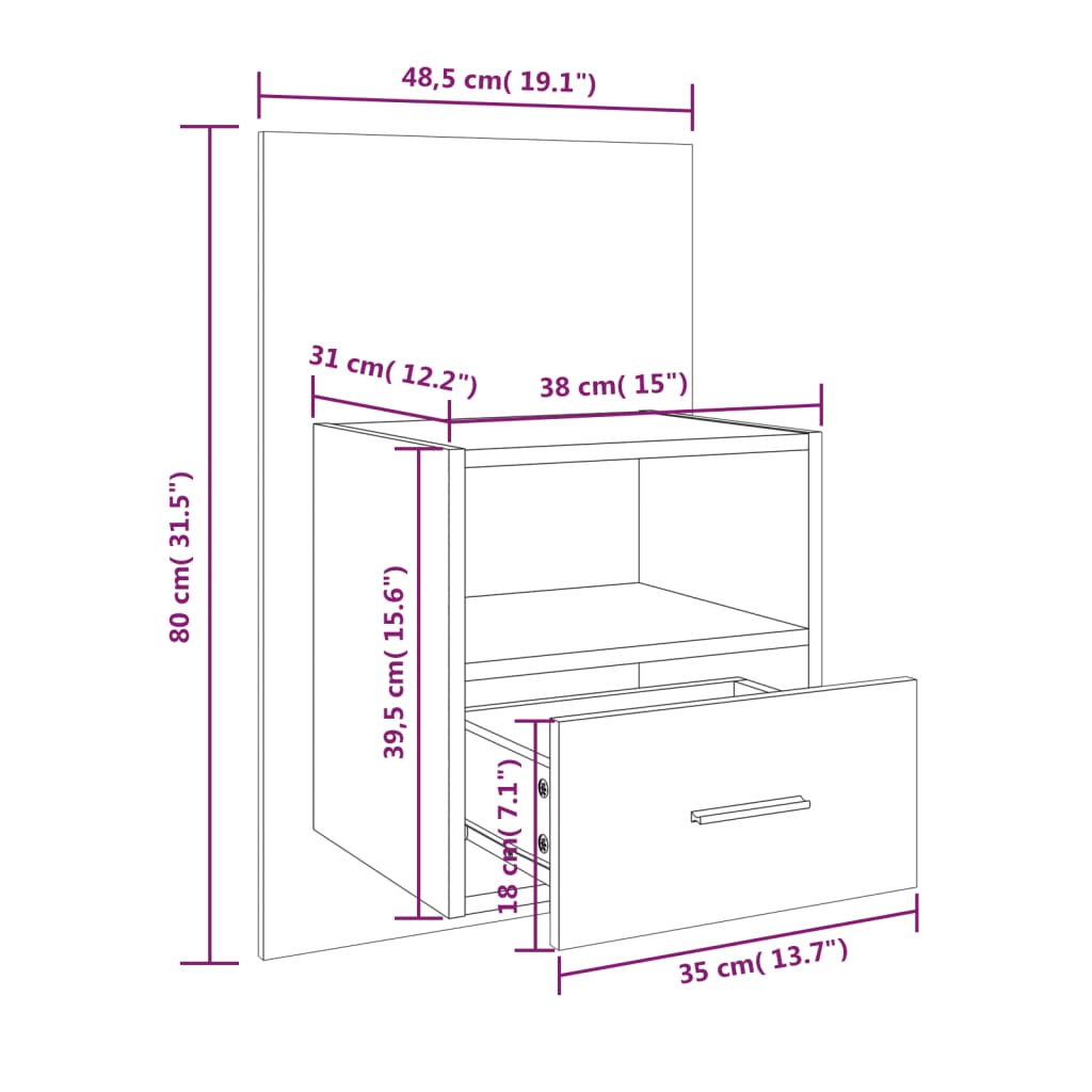 Comodino a Parete Nero cod mxl 31251