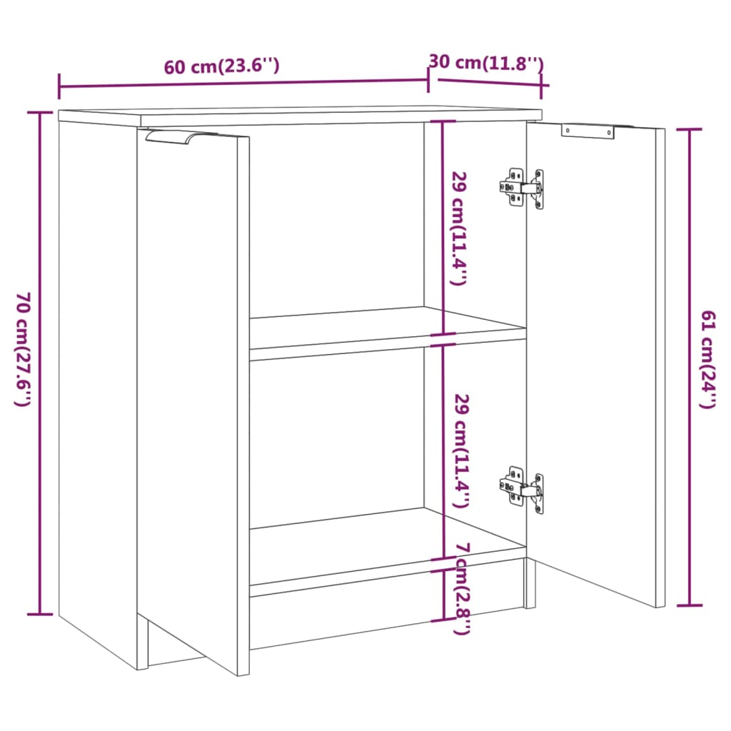 Credenza Nera 60x30x70 cm in Legno Multistrato cod mxl 7285