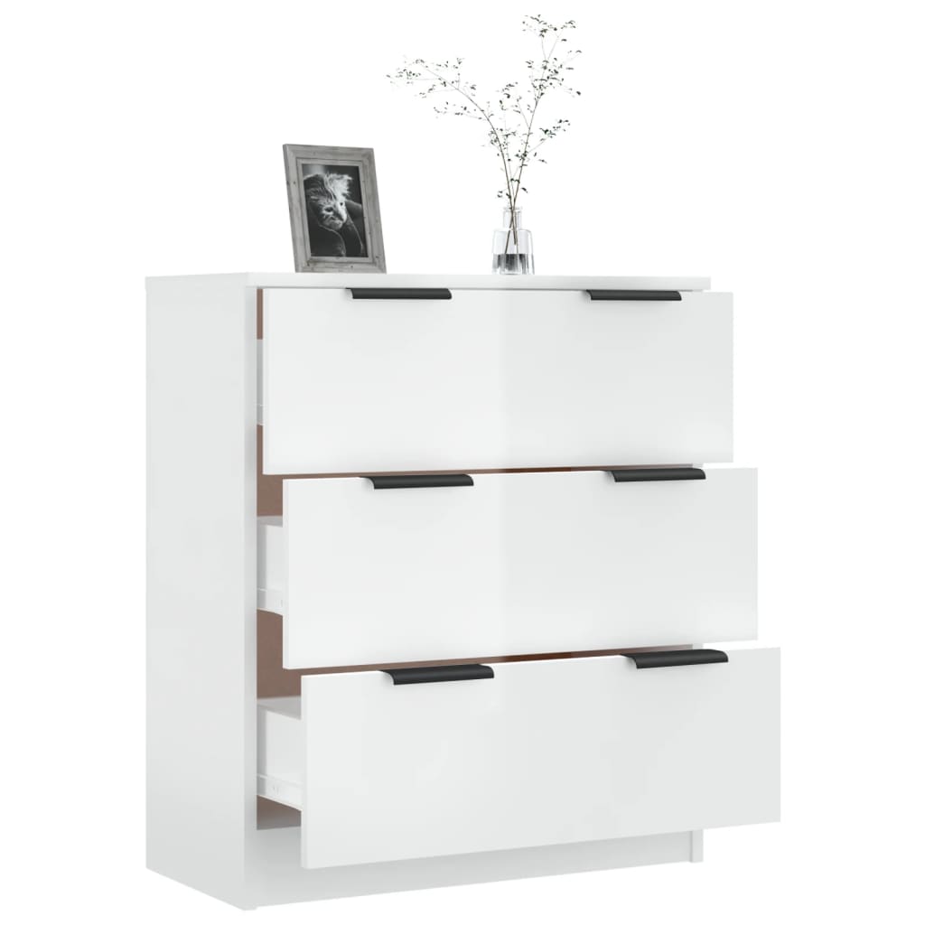 Credenza Bianco Lucido 60x30x70 cm in Legno Multistrato cod mxl 9328