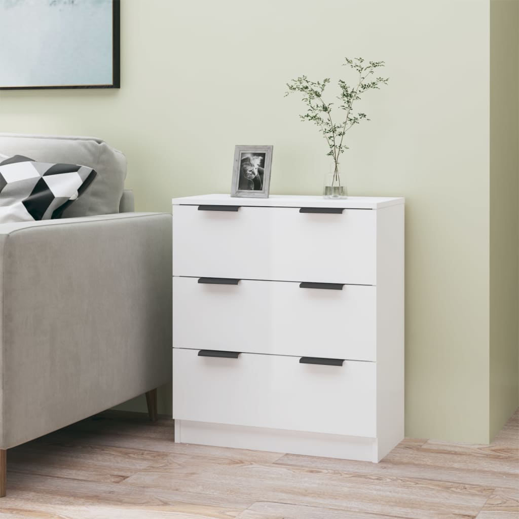 Credenza Bianco Lucido 60x30x70 cm in Legno Multistrato cod mxl 9328