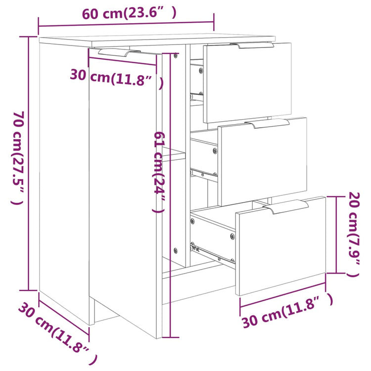 Credenza Bianca 60x30x70 cm in Legno Multistrato cod mxl 6899