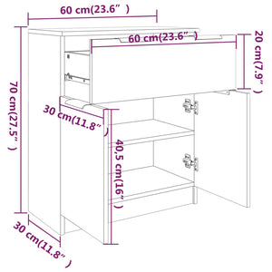 Credenza Nera 60x30x70 cm in Legno Multistrato cod mxl 40092