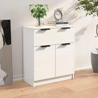 Credenza Bianco Lucido 60x30x70 cm in Legno Multistrato