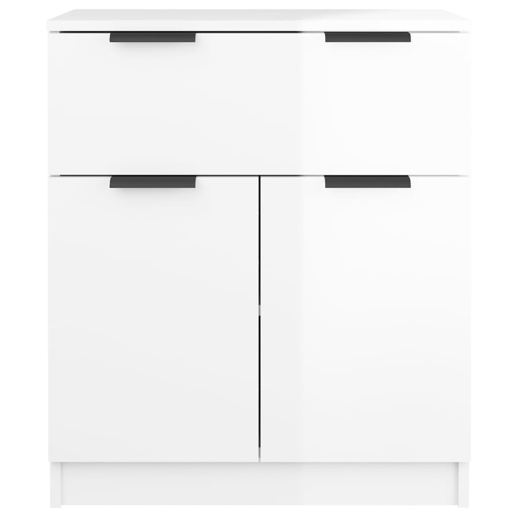 Credenza Bianco Lucido 60x30x70 cm in Legno Multistrato