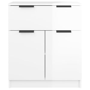 Credenza Bianco Lucido 60x30x70 cm in Legno Multistrato