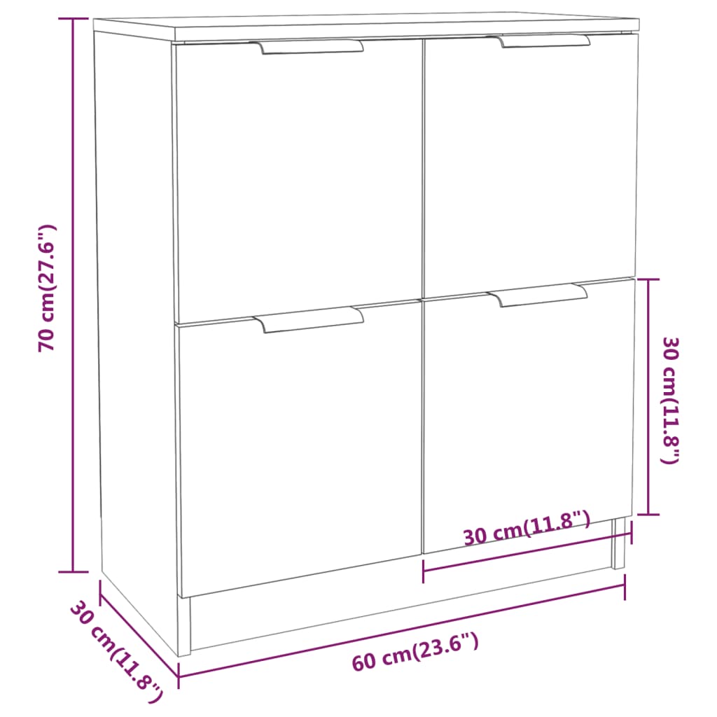 Credenza Bianca 60x30x70 cm in Legno Multistrato cod 12015