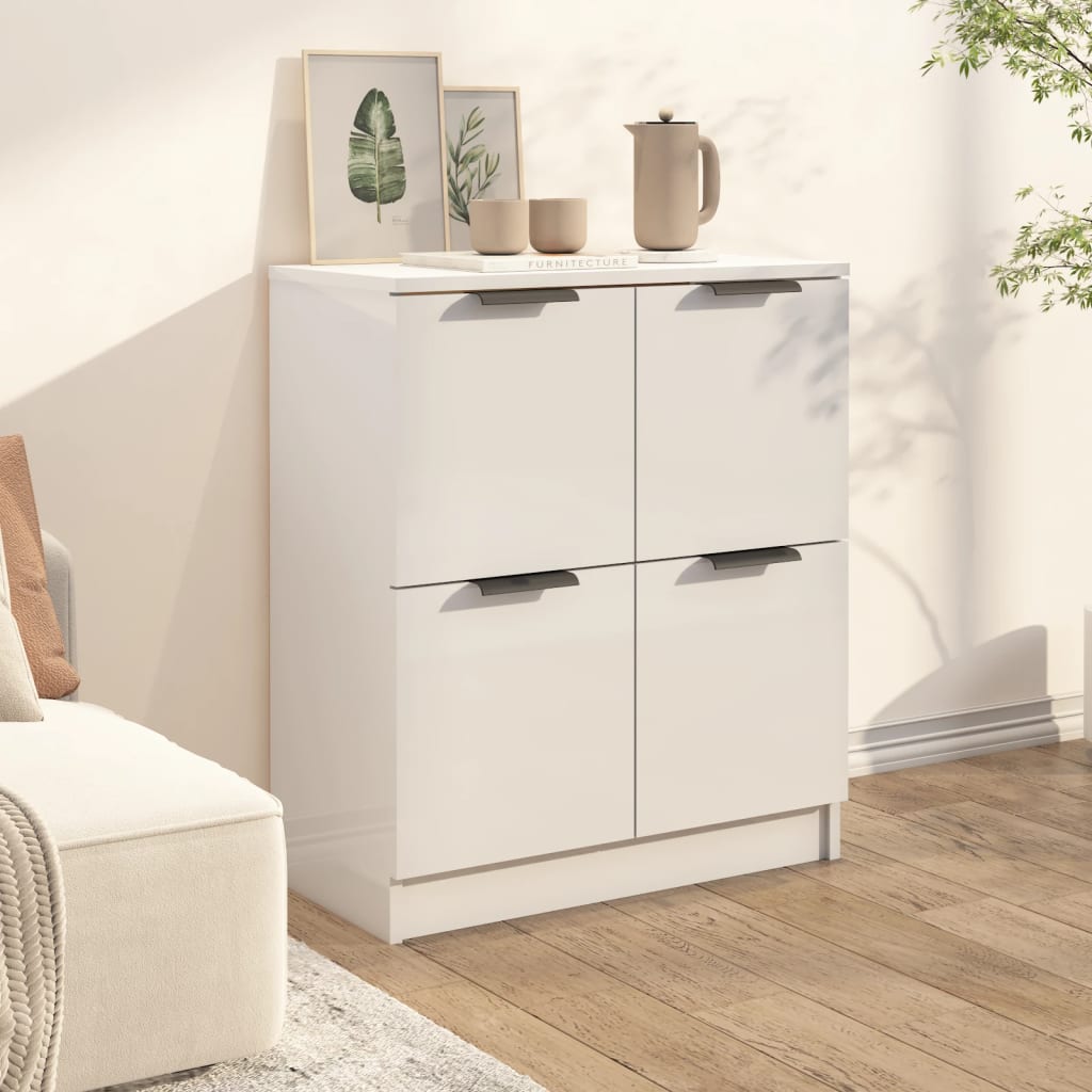 Credenza Bianco Lucido 60x30x70 cm in Legno Multistrato cod mxl 21468