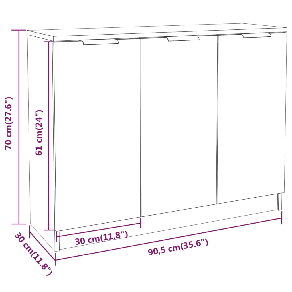 Credenza Bianca 90,5x30x70 cm in Legno Multistrato cod mxl 78186