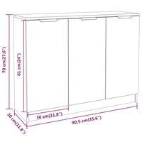 Credenza Bianca 90,5x30x70 cm in Legno Multistrato cod mxl 78186