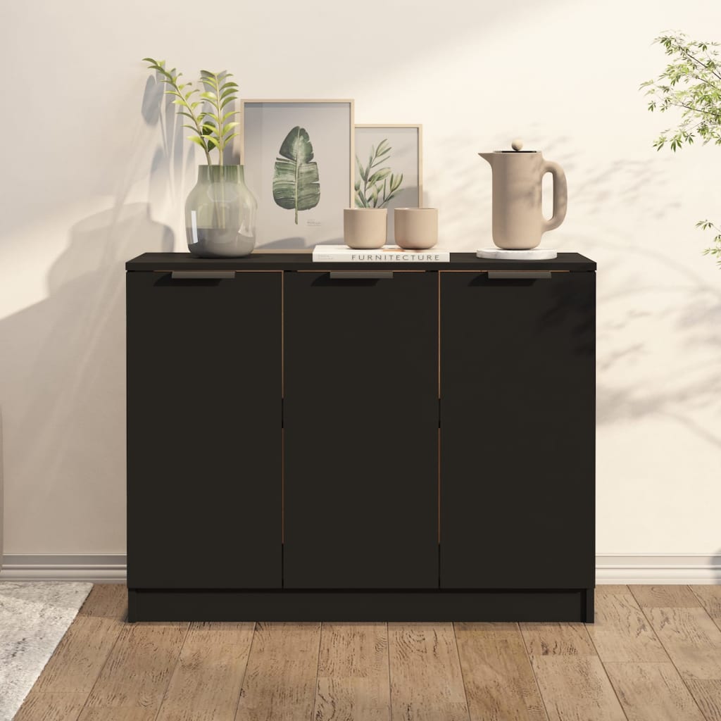 Credenza Nera 90,5x30x70 cm in Legno Multistrato cod mxl 9661