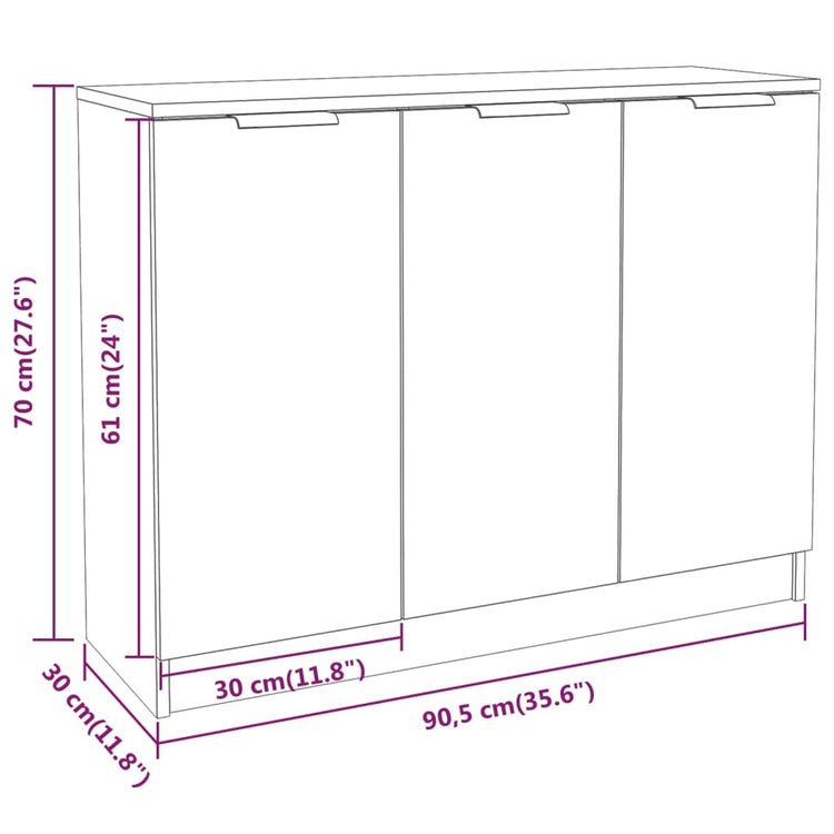 Credenza Rovere Sonoma 90,5x30x70 cm in Legno Multistrato cod mxl 6817