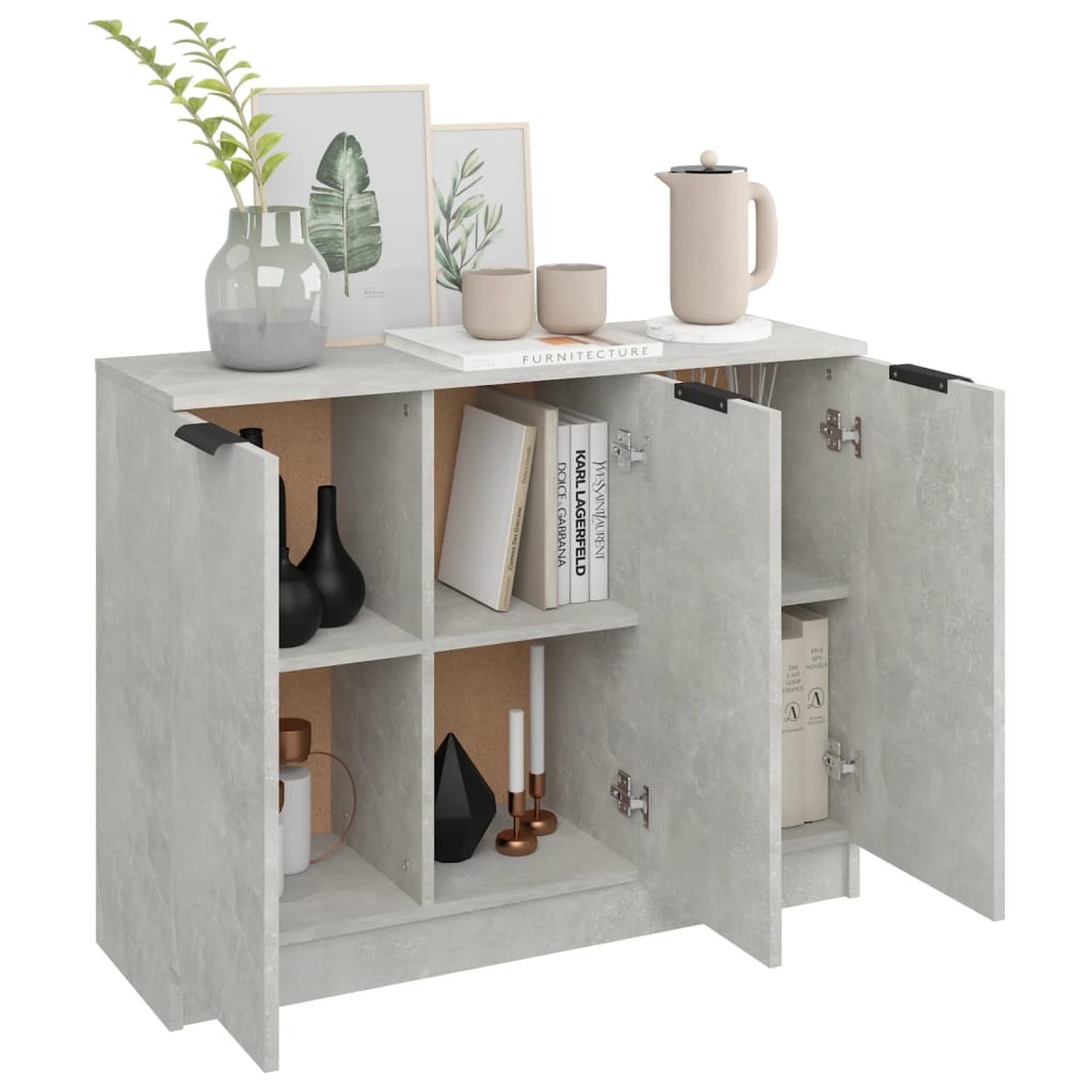 Credenza Grigio Cemento 90,5x30x70 cm in Legno Multistrato