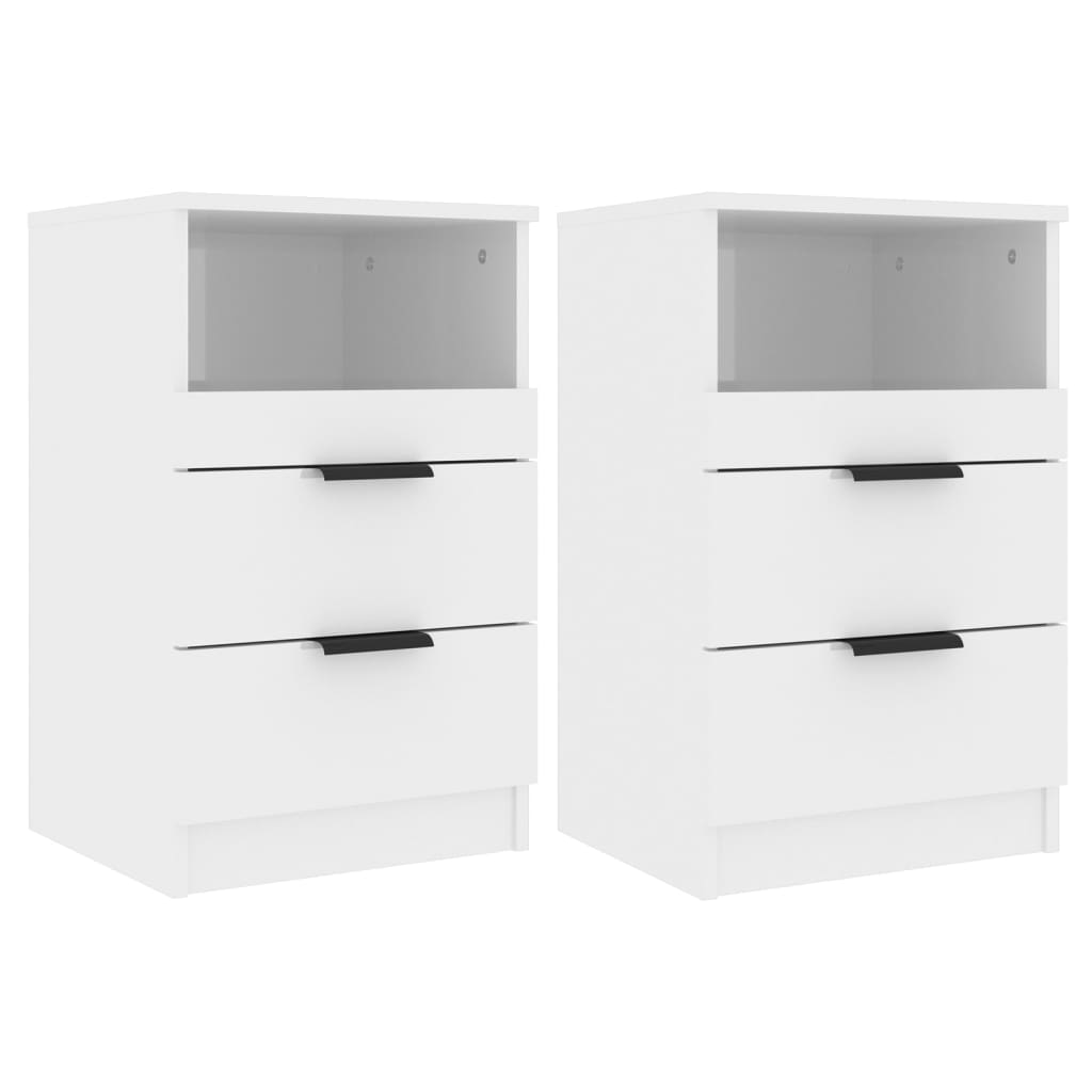 Comodini 2 pz Bianco Lucido in Legno Multistrato cod mxl 31183