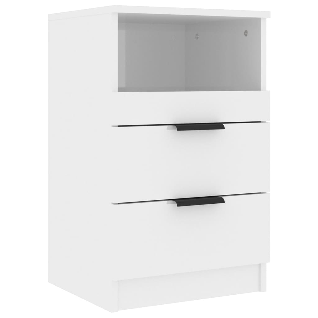 Comodini 2 pz Bianco Lucido in Legno Multistrato cod mxl 31183