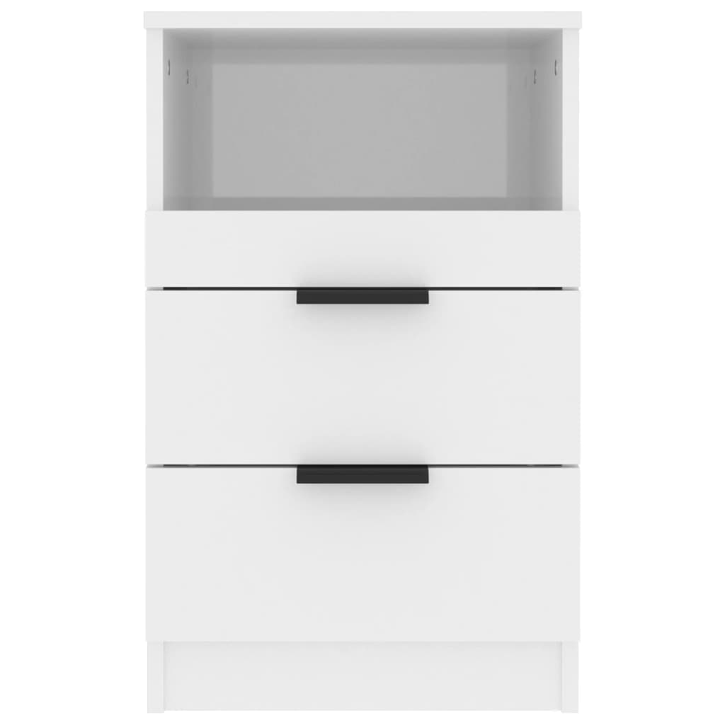 Comodini 2 pz Bianco Lucido in Legno Multistrato 811245