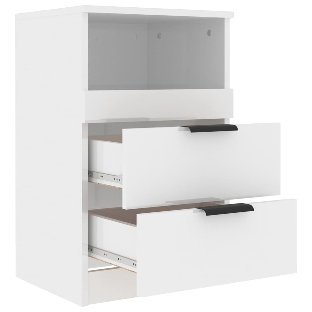 Comodini 2 pz Bianco Lucido in Legno Multistrato cod mxl 31183