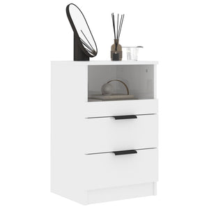 Comodini 2 pz Bianco Lucido in Legno Multistrato 811245