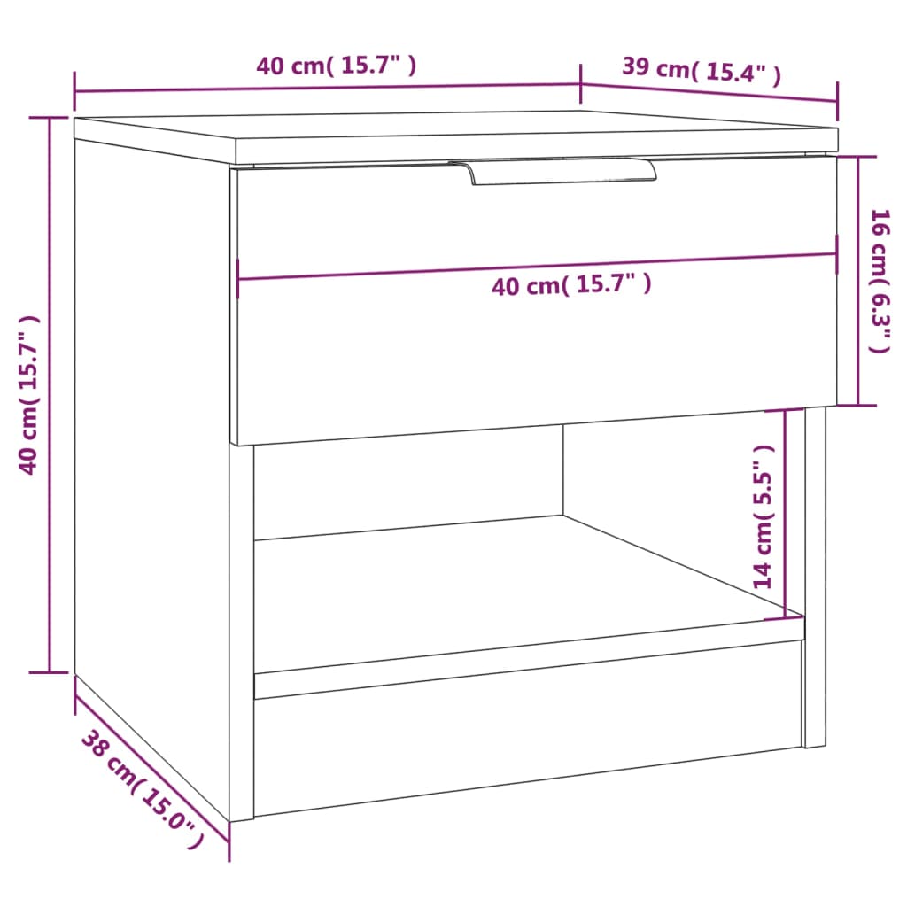 Comodino Bianco in Legno Multistrato 811250