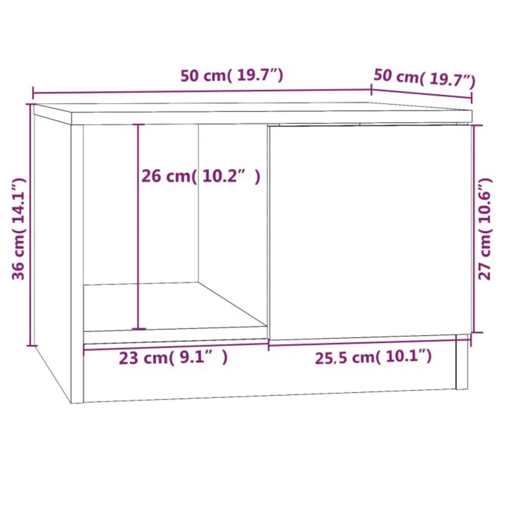 Tavolino da Salotto Bianco 50x50x36 cm in Legno Multistrato