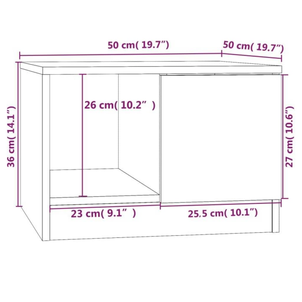 Tavolino da Salotto Grigio Cemento 50x50x36cm Legno Multistrato 811344