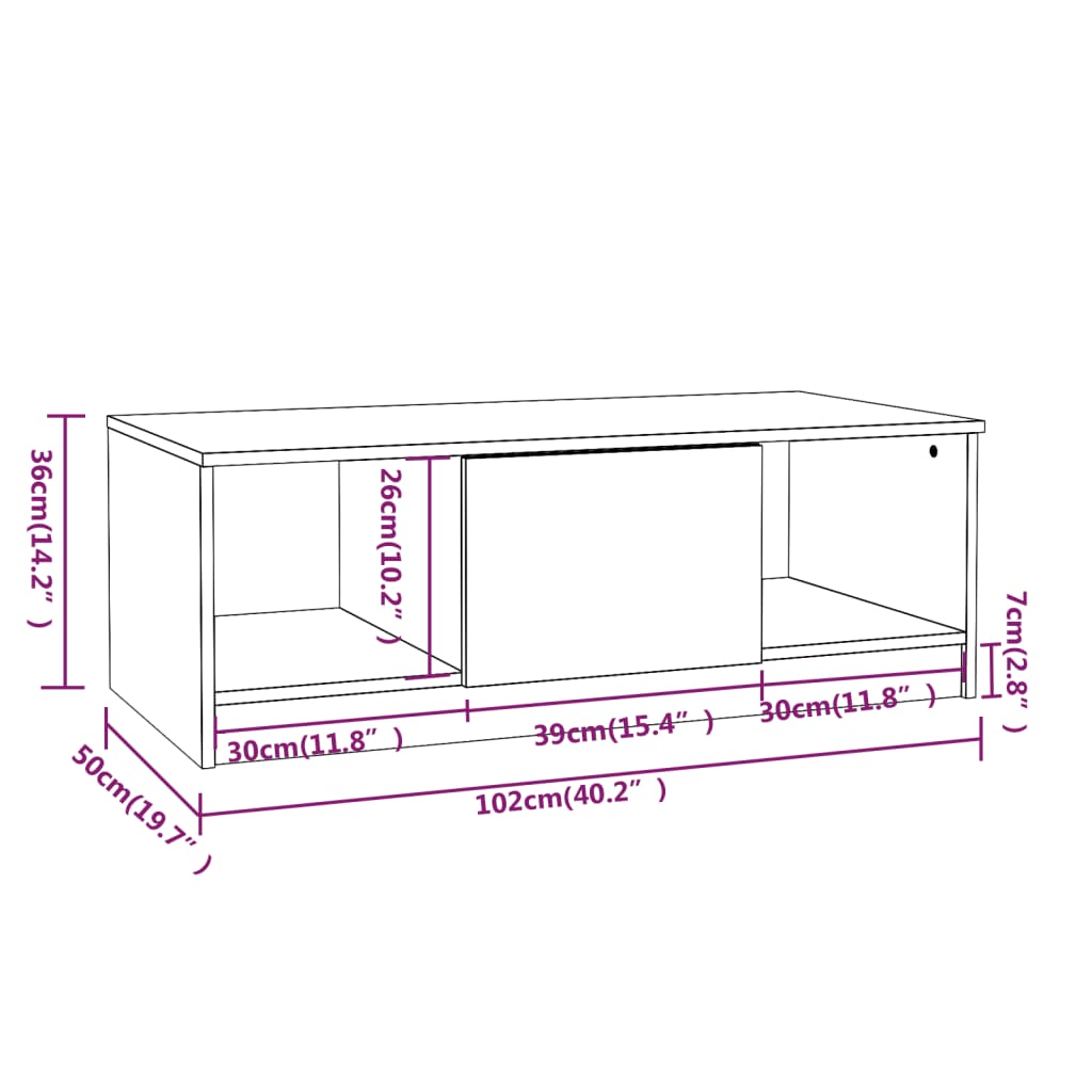 Tavolino da Salotto Rovere Sonoma 102x50x36cm Legno Multistrato 811352