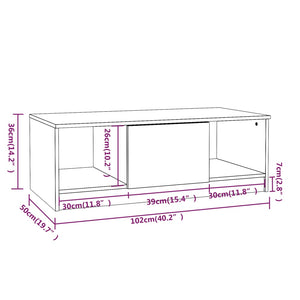 Tavolino Salotto Grigio Cemento 102x50x36 cm Legno Multistrato 811353